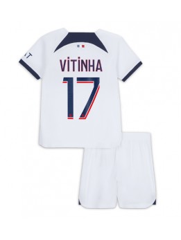 Billige Paris Saint-Germain Vitinha Ferreira #17 Bortedraktsett Barn 2023-24 Kortermet (+ Korte bukser)